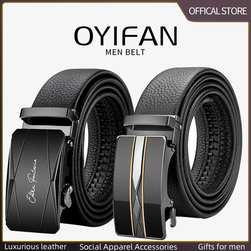 Men's Belt Leather Men Belts Waistband Automatic Belt for Man Mens Male Genuine Waist belts Business belts