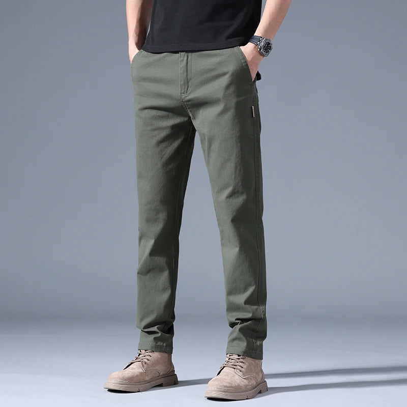 Men's Armygreen Casual Trousers Spring Autumn New In Fashion Versatile