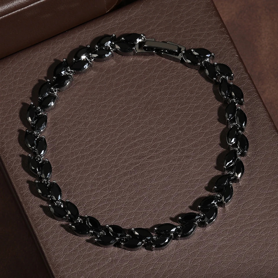 ZAKOL Fashion White Leaf Bracelets Bangles for Women Shinny Marquise Cut Cubic Zirconia Bridal Wedding Party Jewelry BP061