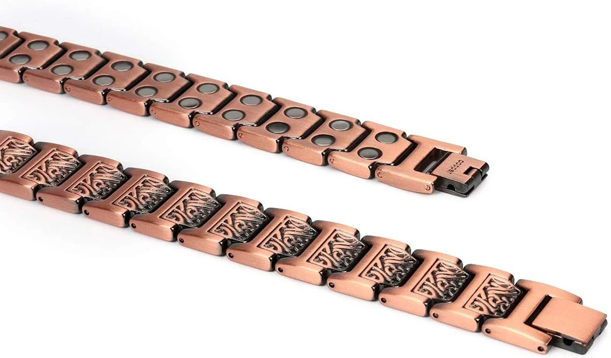 ARADOO Copper Bracelet for Men 100% Pure Copper Magnetic Link Bracelets Jewelry Gift with Adjustable Sizing Tool