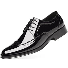 Fashion British Style Men Carved Block Dress Shoes Patent Leather Shoes
