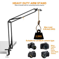 Overhead Tripod Mount for DSLR Camera Desktop Articulating Arm for Canon