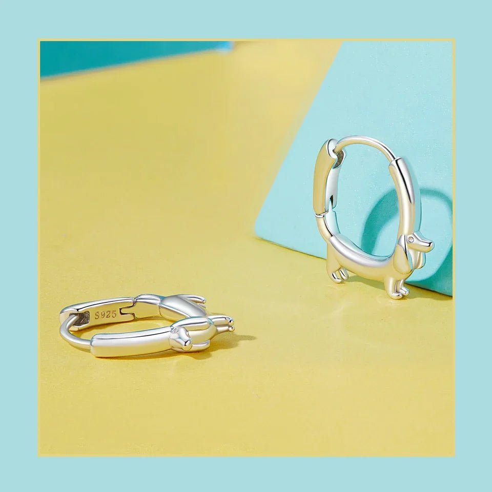 WOSTU Snake Dog Cat Ear Buckles Women 925 Sterling Silver Dachshund Hoop Earrings Girl Party Birthday Gift Minimalism Jewelry