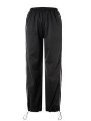 Y2K Baggy Cargo Pants for Women Drawstring Elastic Low Waist Parachute Pants