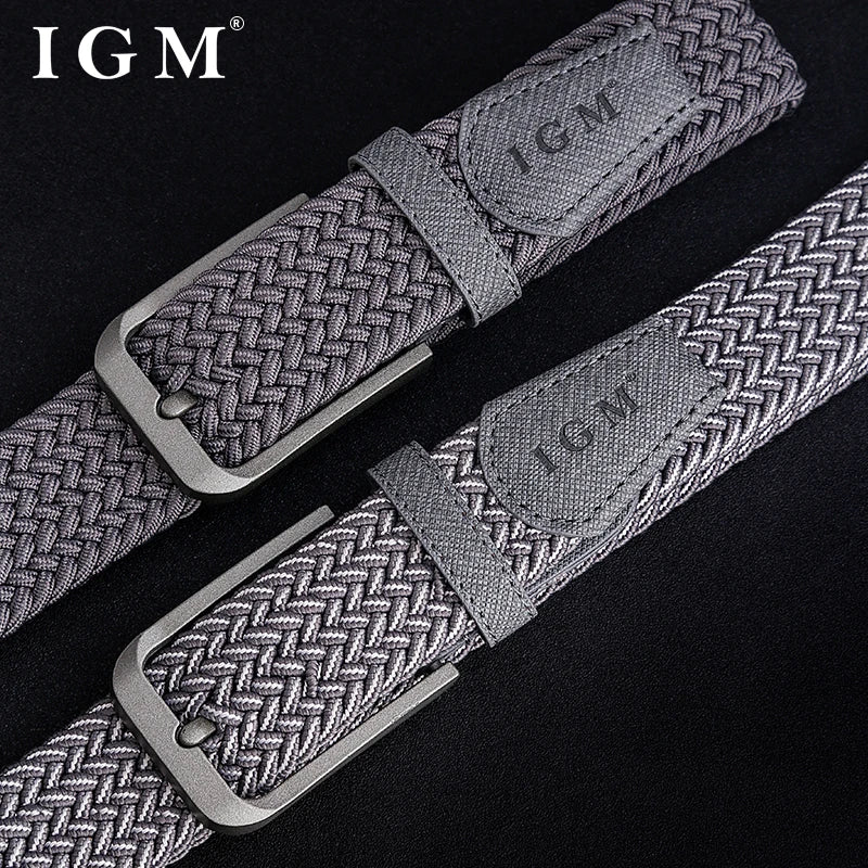 Men's metal pin buckle casual fashion high quality elastic jeans canvas stretch woven belt