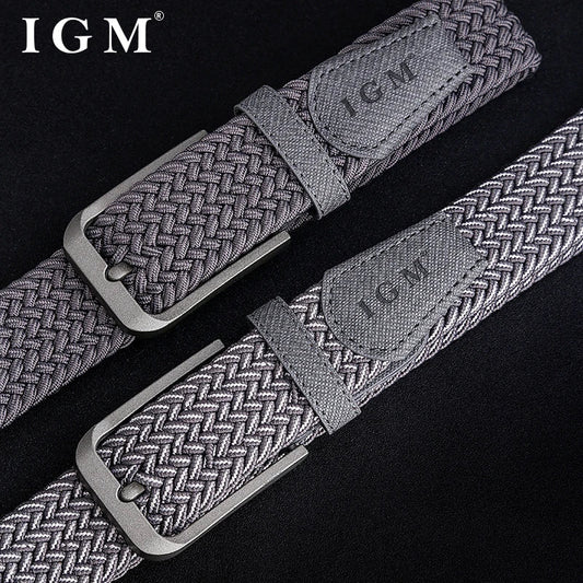 Men's metal pin buckle casual fashion high quality elastic jeans canvas stretch woven belt