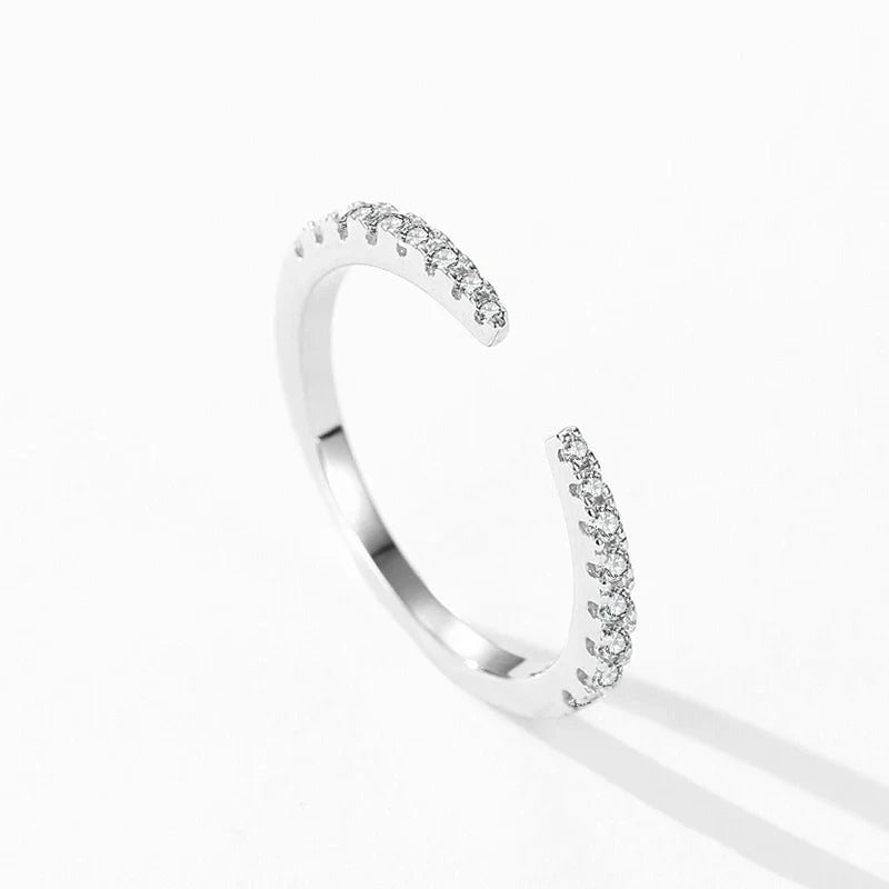 Ailmay 925 Sterling Silver Fashion Open Size Sparkling CZ Index Finger Ring For Women Classic Wedding Engagement Fine Jewelry