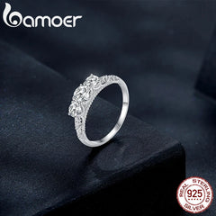 Round Moissanite Ring for Women, White Gold Plated D Color