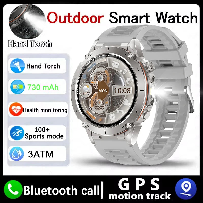 New Men Outdoors Sports Military GPS SmartWatch 10ATM Waterproof 730mAh High Battery Compass NFC HD Call For Android IOS Watch