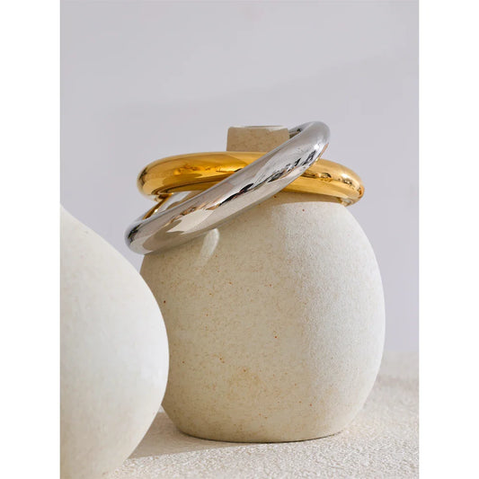 Yhpup 62mm Stainless Steel Smooth Expensive Chunky Cuff Open Bracelet Bangle Statement Texture High Quality Jewelry Gift