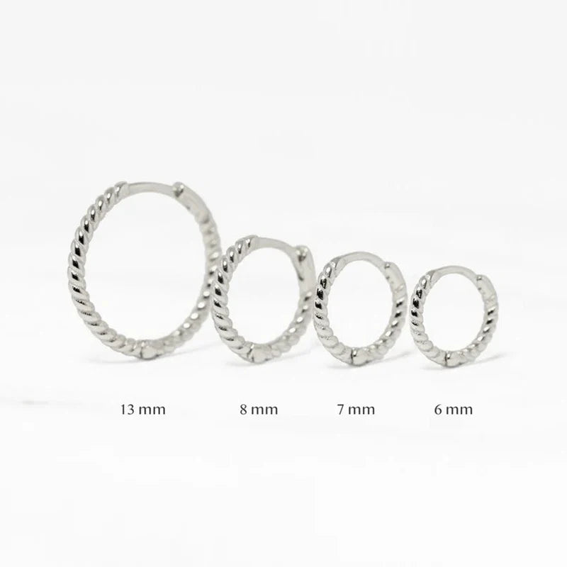 LENNIK 1pair 925 Sterling Silver Hoop Earring 6/7/8/13mm Circle Round Huggies for Women Men Ear Ring Bone Buckle Fashion Jewelry