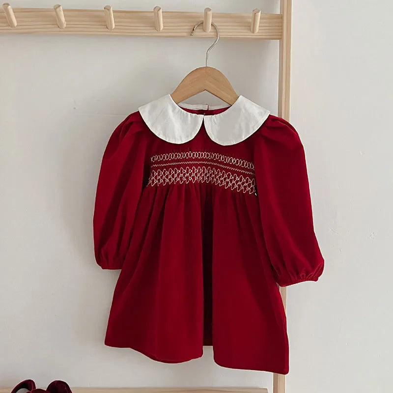 Baby Girl Party Dress Long Sleeved Cotton Stitching Baby Rompers