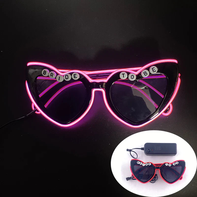 LED Just Married Glasses Wedding Bride To Be Surprise Gift Couple Glasses Souvenirs Glowing Heart Glasses Married Sunglasses