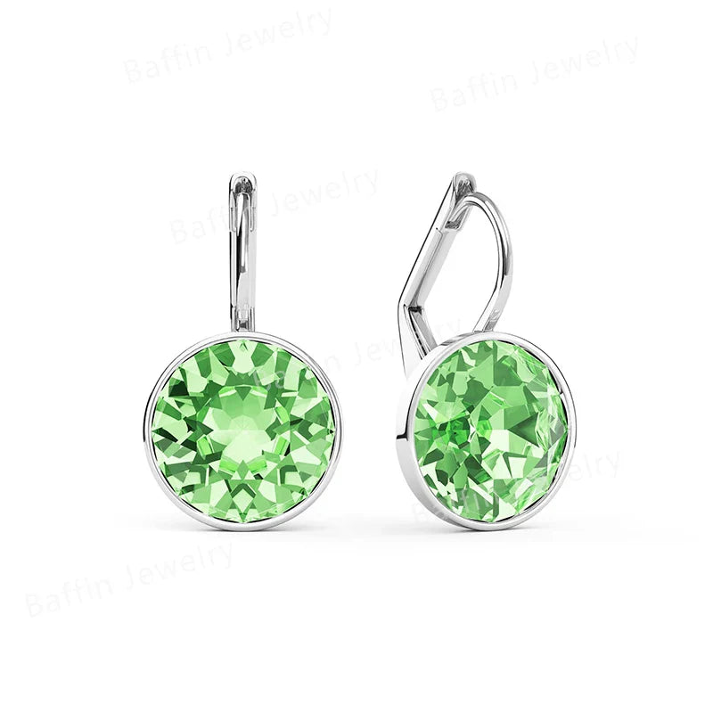 Bella Drop Earring for Women Christmas Birthday Premium Austrian Crystals Round Cut Dangle Silver Gold Color Pierced Jewelry