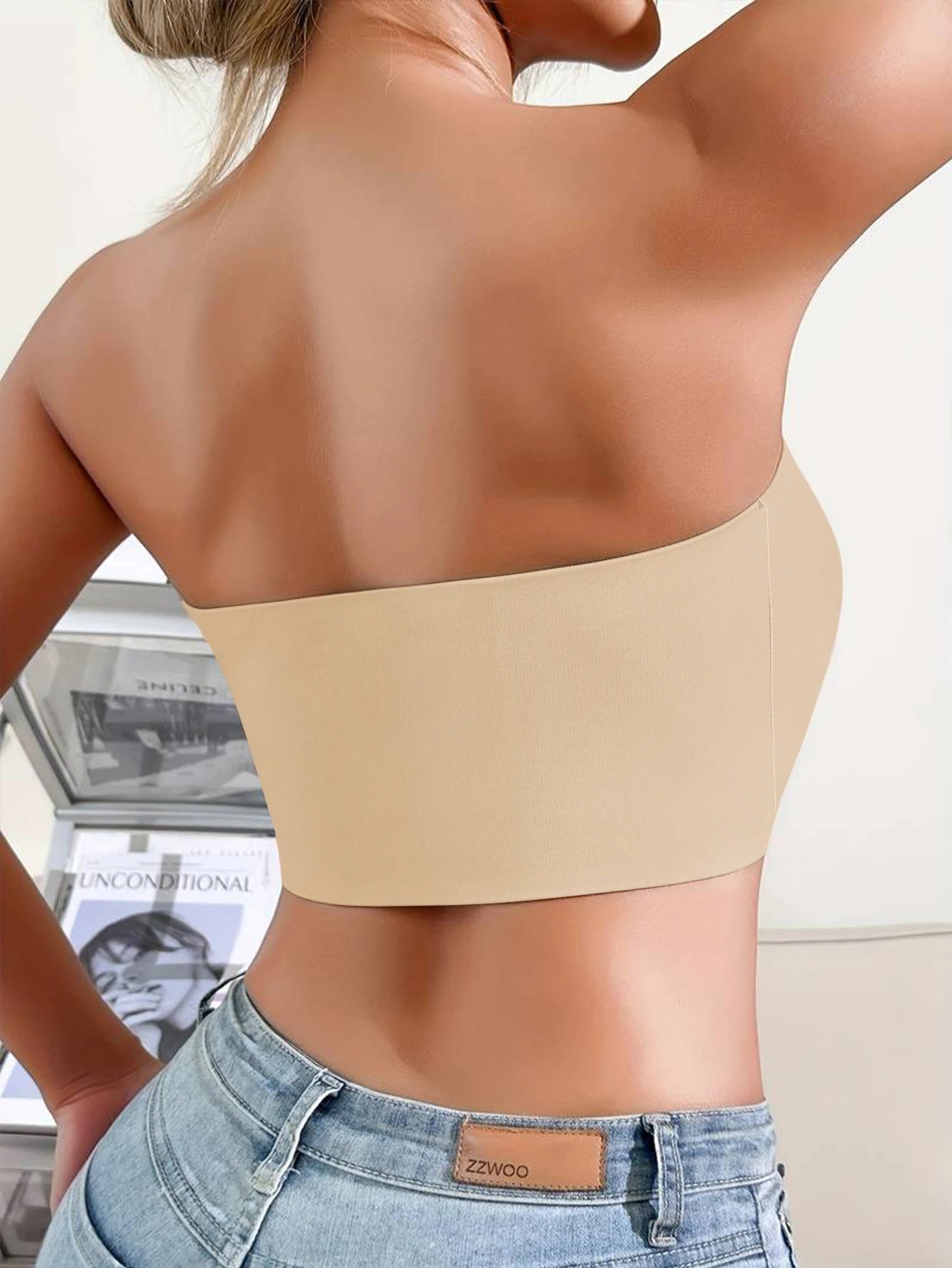 Women's Strapless No Padding Seamless Front Button Bra Comfortable Smooth