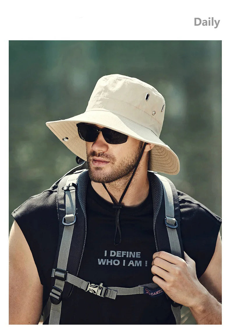Men's Sunshade Large Eaves Sun Hat Riding Hiking Fishing Outdoor fisherman's Cap