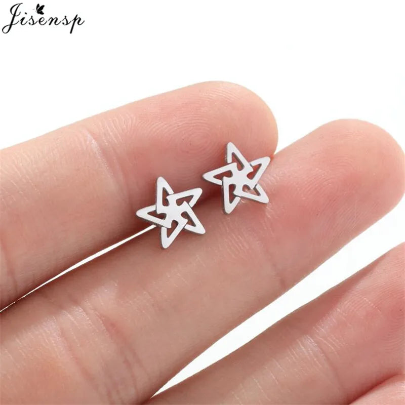 Mini Stainless Steel Earings Fashion Jewelry Cute Heart Music Leaf Bunny Sun Stud Earrings for Women Lion Ear Studs Pendientes