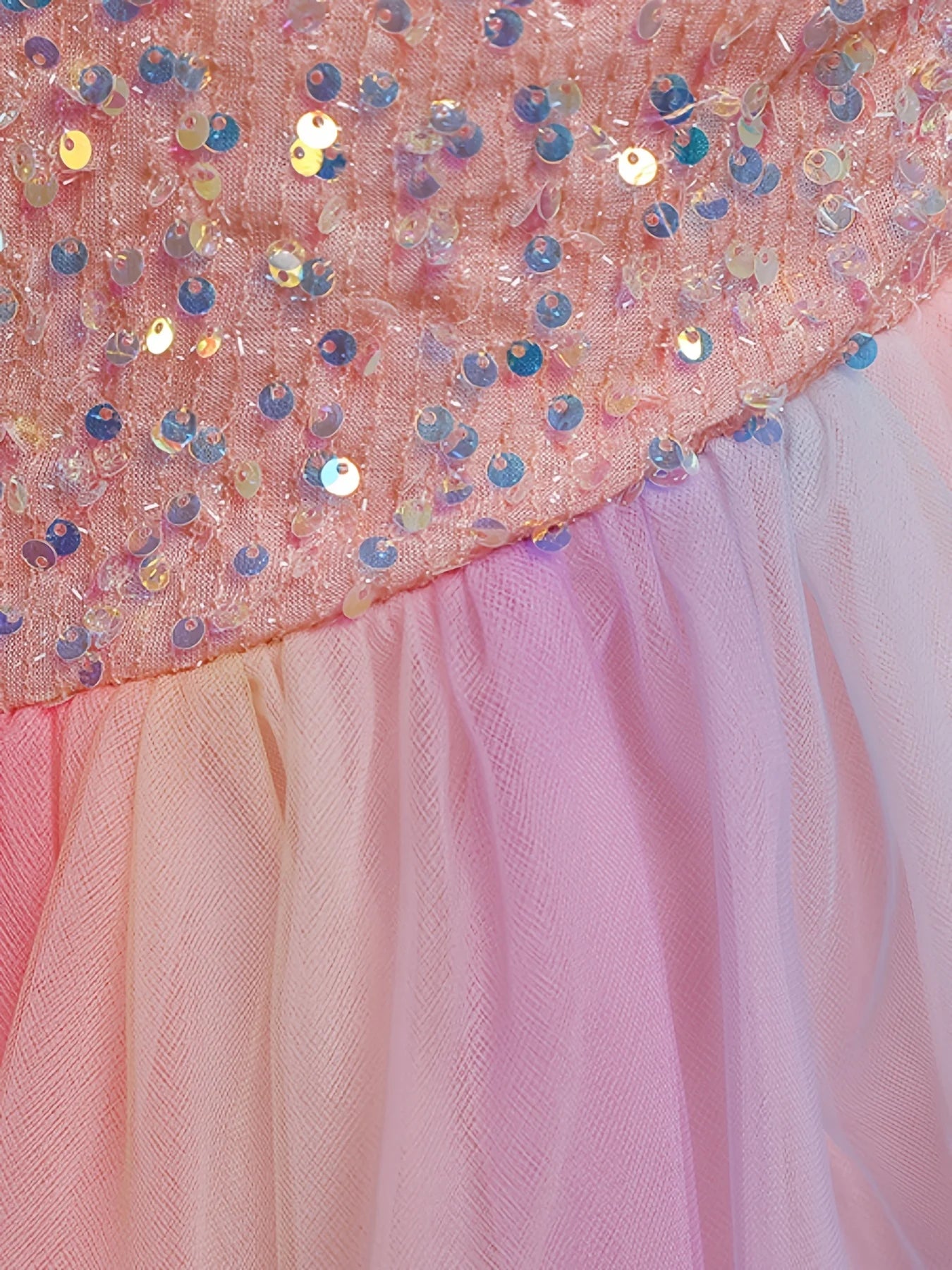 Girls Dress Color Mesh Dress Long Sequin Children's Skirt Girls Piano Host Costumes