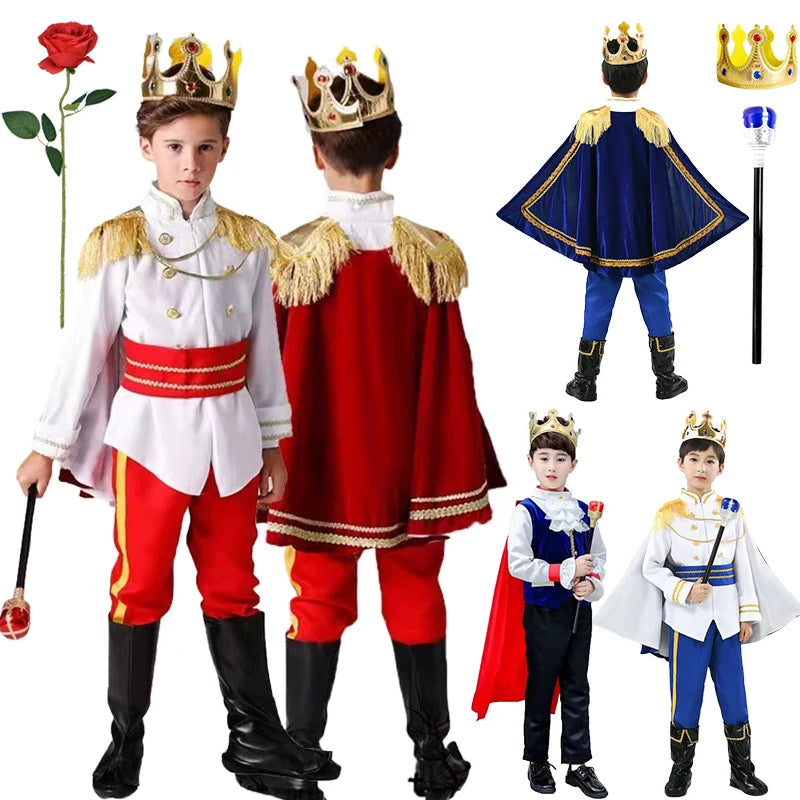Halloween Carnival Kids Cosplay King Costume Fairy Prince Children Stage Performance Masquerade Festival Boys Clothing Set