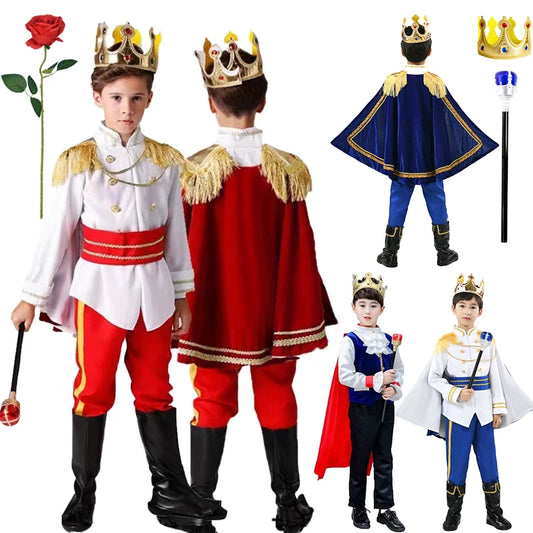 Halloween Carnival Kids Cosplay King Costume Fairy Prince Children Stage Performance Masquerade Festival Boys Clothing Set