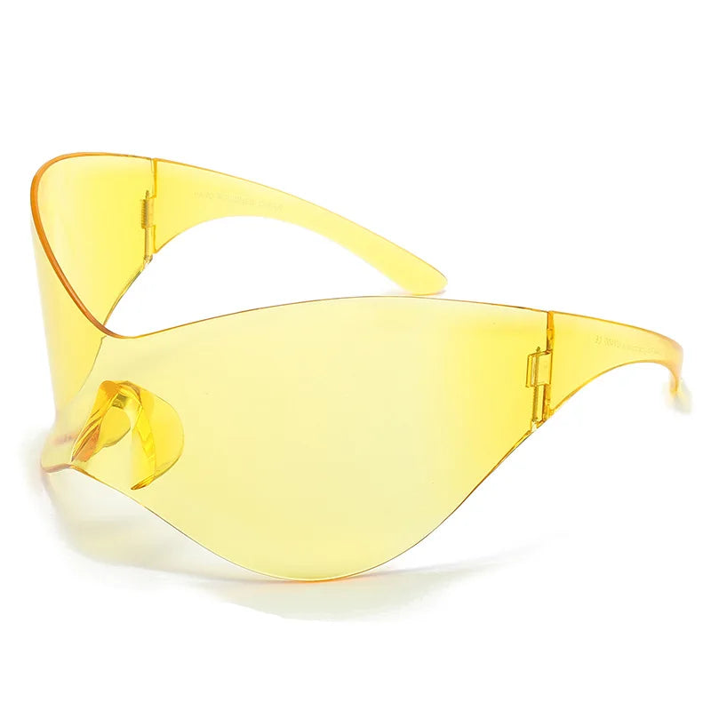 Y2K Sunglasses Women Fashion Silver Oversized Face Mark Shades Reflective Personal Sun Glasses for Cycling Travel