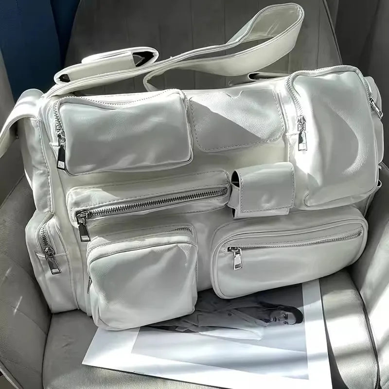 Simple PU Leather Branded Multi-function Crossbody Handbags and Purses Spring