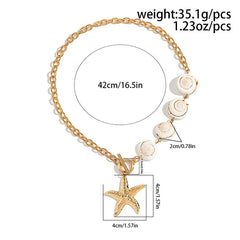 Trend Elegant Beach Jewelry Baroque Starfish Pendant Necklace For Women Fashion