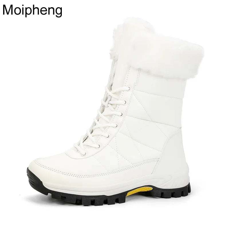 Moipheng Women Snow Boots Warm Plush Comfortable Platform Shoes