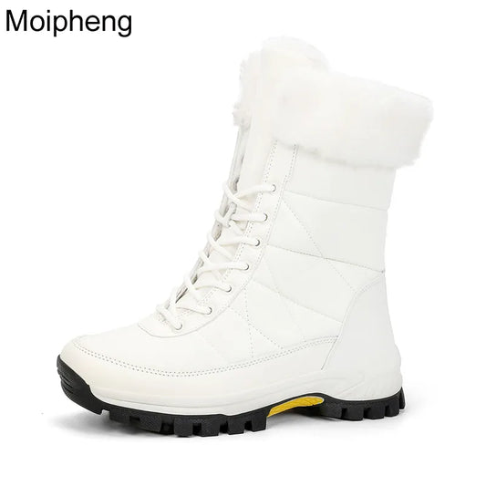 Moipheng Women Snow Boots Warm Plush Comfortable Platform Shoes