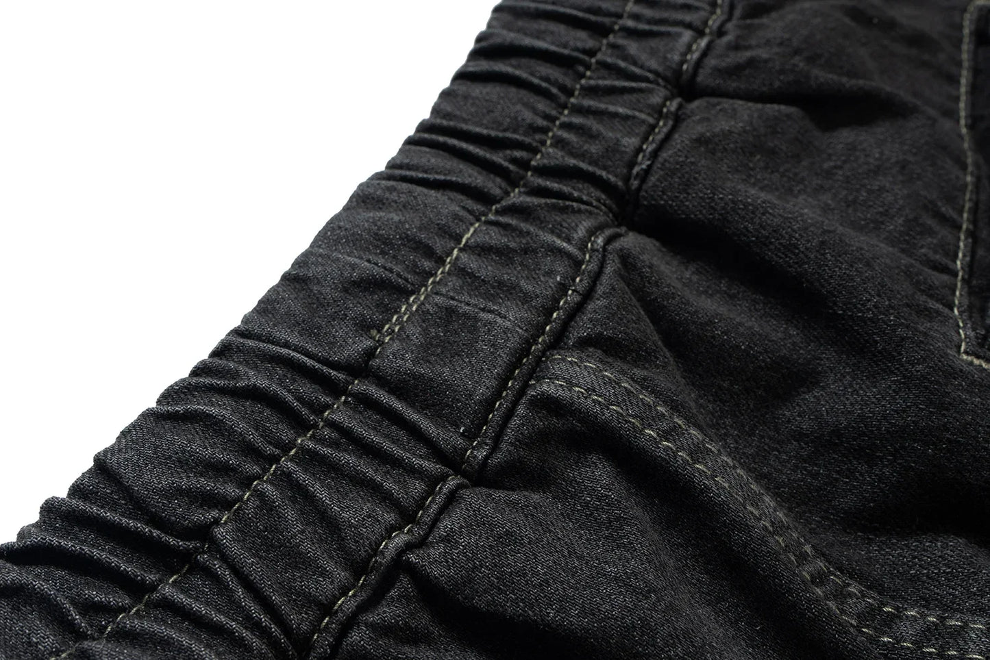 Gothic street jeans with multiple pockets men's shorts wide-legged loose nine-quarter pants knee-length pants loose casual pants