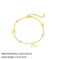 Stainless Steel Bracelets Crystal Zircon Hollow Star Pendant Korean Fashion Bracelet