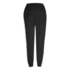 Open Side Women Long Pants Button Workout Sweatpants With Pockets Straight Fitness