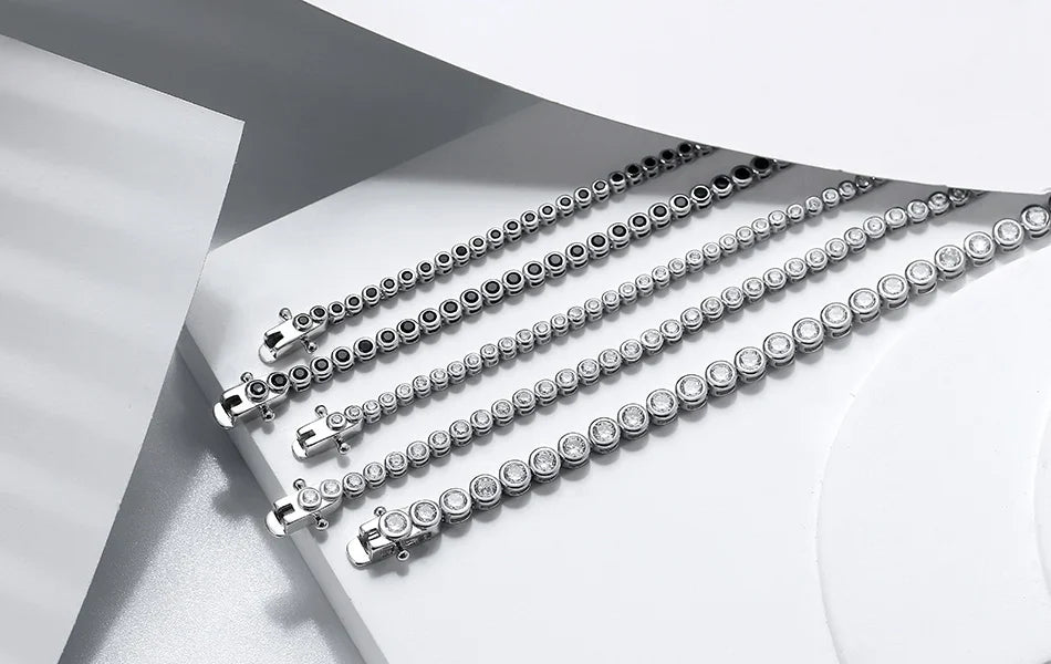 ORSA JEWELS Authentic 925 Sterling Silver Tennis Chain Bracelet Moulding Process Hanmade High-end Hand Chain for Man Woman SB128