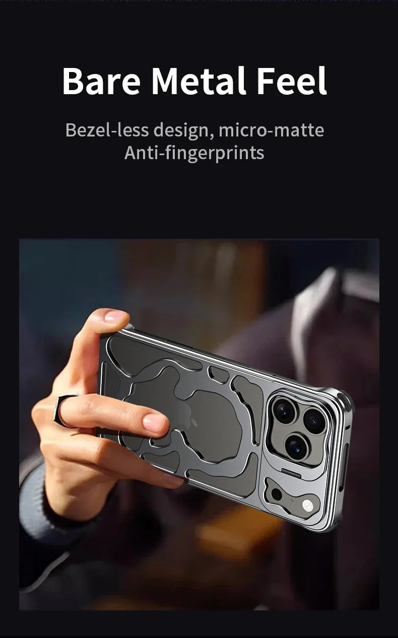 Metal Hollow Magnetic Phone Case,For IPhone 17 Pro Max iPhone Air Protective Case, Breathable And Heat Dissipating Metal Bracket