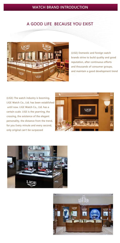 LIGE Fashion Quartz Wristwatches Casual Sport Military Watch For Women Top Brand Luxury Waterproof Watch Ladies Relogio Feminino