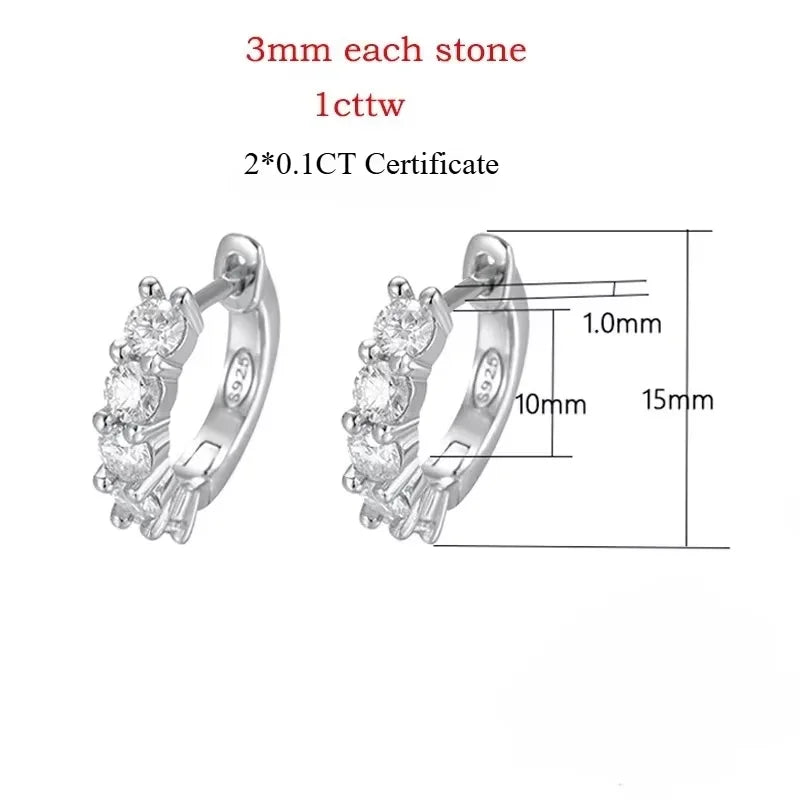 Smyoue Each 0.2CT 3.5mm Certified All Moissanite Hoop Earrings for Women Classic Sparkly Bridal Jewelry Pure 925 Plated 18K