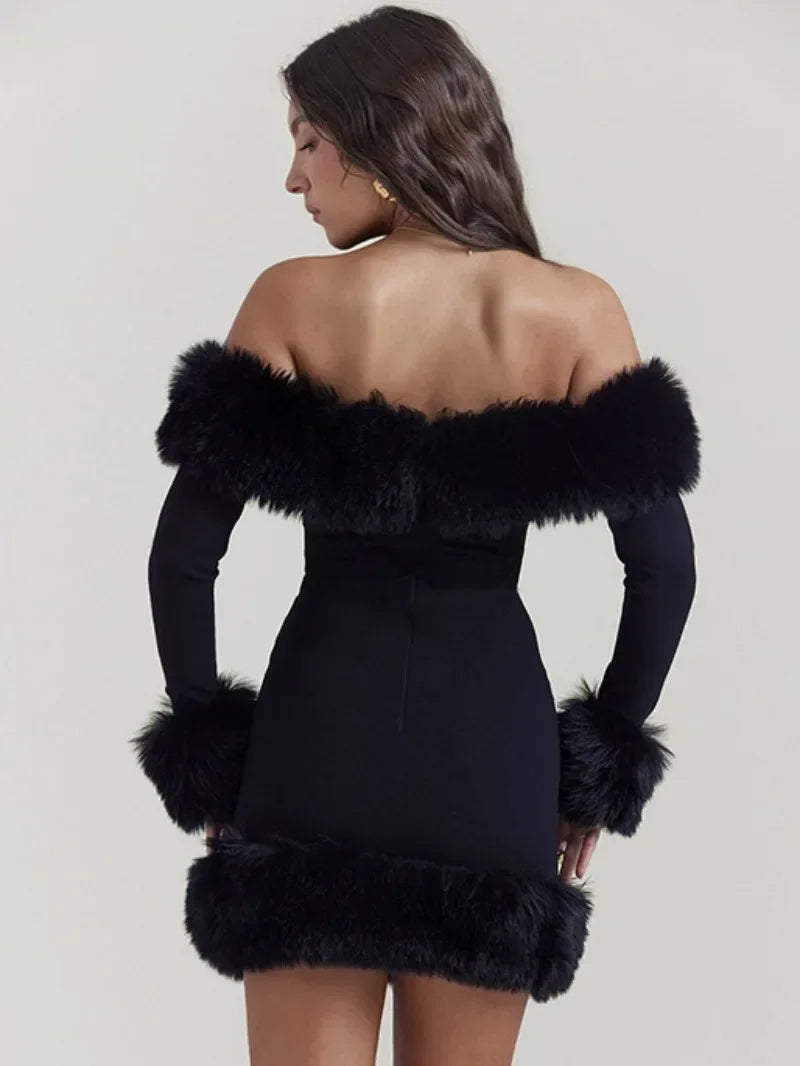 Formal attire Dresses: Woman Clothing Off Shoulder Patchwork Black Dress
