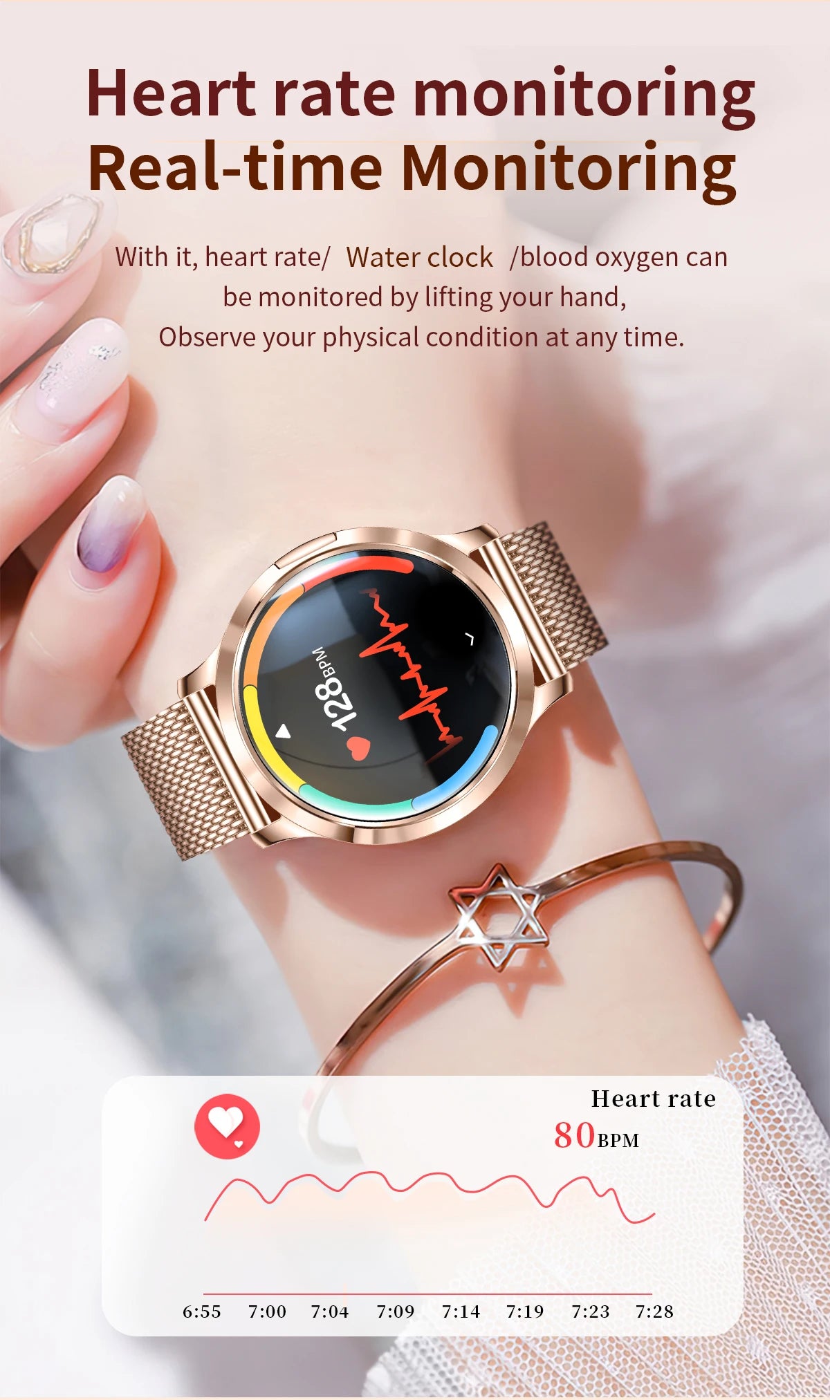 LIGE 2025 New Smart Watch For Women AMOLED HD Screen Watches IP68 Waterproof Heart Rate Monitor Ladies Utra-thin Smartwatch