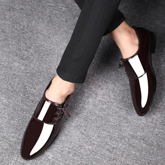 Pointed Toe Mens Dress Shoes Large Size Formal Italian Leather Casual Wedding Shoes for Men Office Classic Business Party Shoe