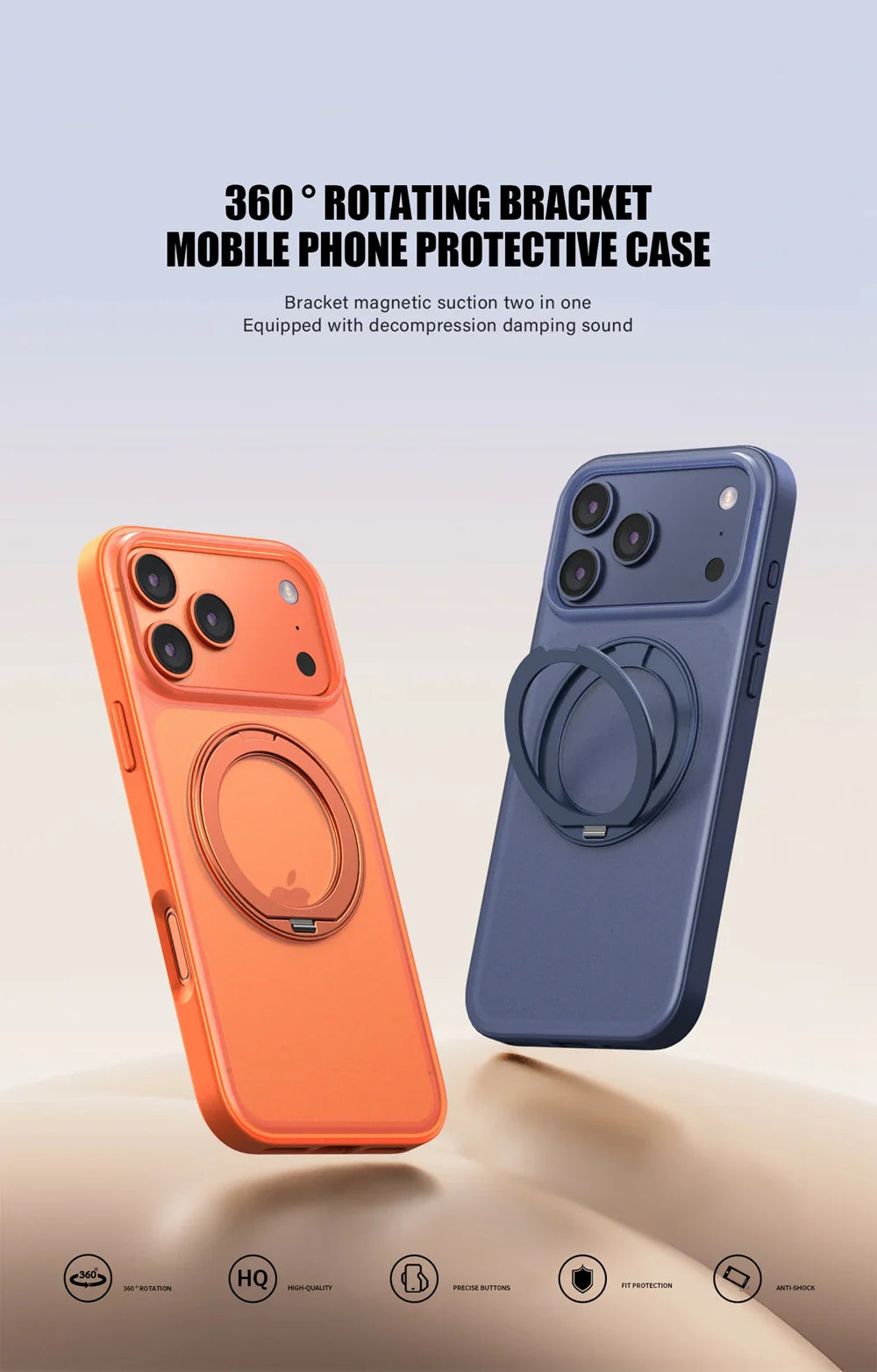 360° Rotating Magnetic Ring Stand Case for MagSafe for iPhone 17 Pro Max 17 Air Matte Transparent Shockproof Phone Cover