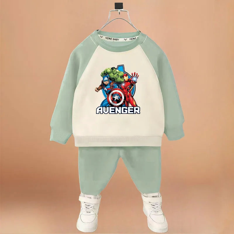 Marvel Cartoon Print Children Clothes Sets Spring/autumn Boys Sweatshirt Set Kids O Neck Hoodies Pants Two Piece Kids Tracksuit