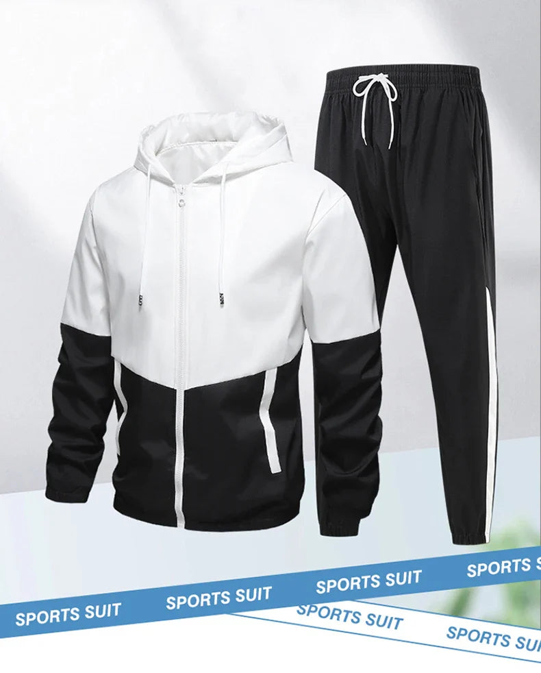 CHRLCK Men's Running Sportswear Suits Breathable Clothes Sports Joggers Training Gym Fitness Tracksuit Sets Men