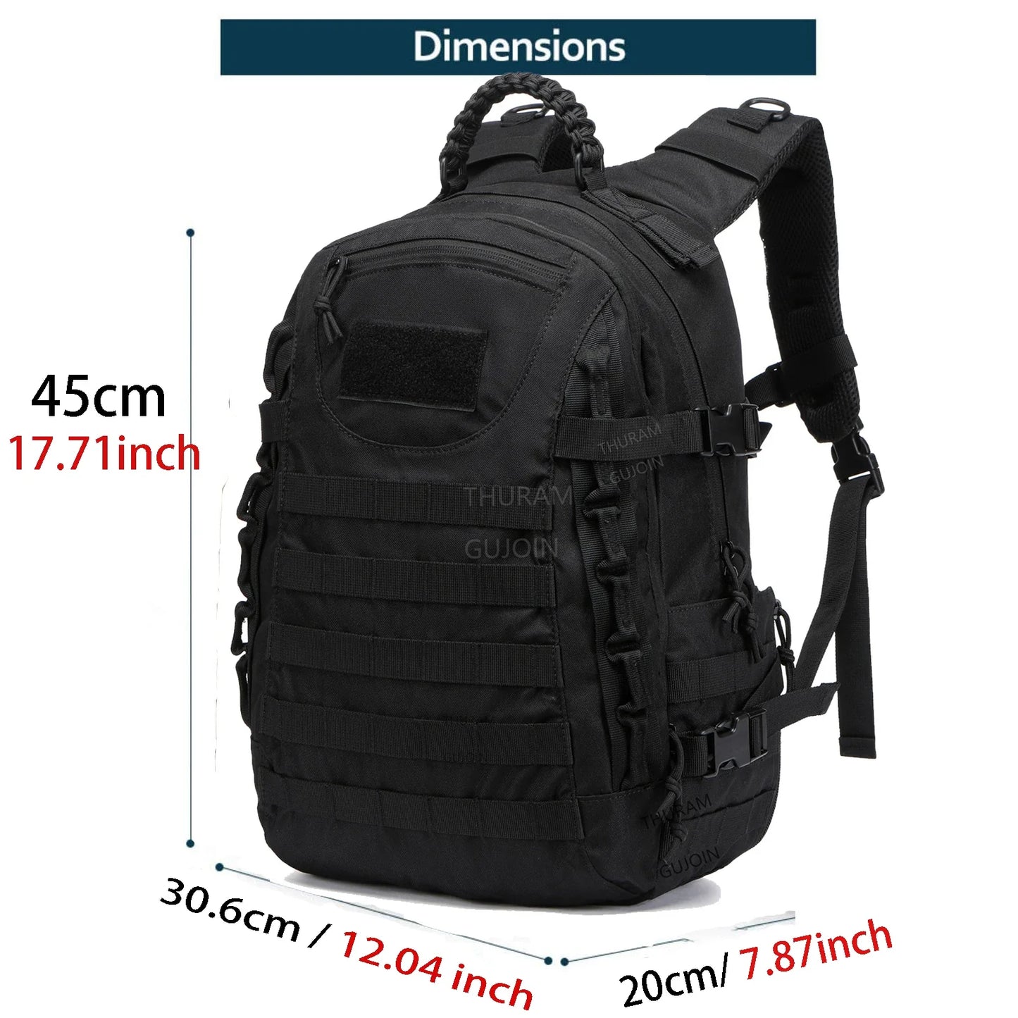 38L Tactical Backpack Style, Large Capacity Waterproof Outdoor Rucksack with MOLLE System, Hiking Camping Travel Bug Out Bag