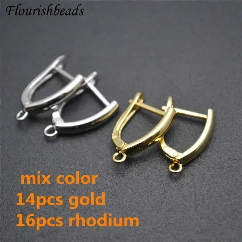Nickle Free Anti-rust Real Gold Plating Metal Earring Hooks Women Jewelry Making Components 30pieces