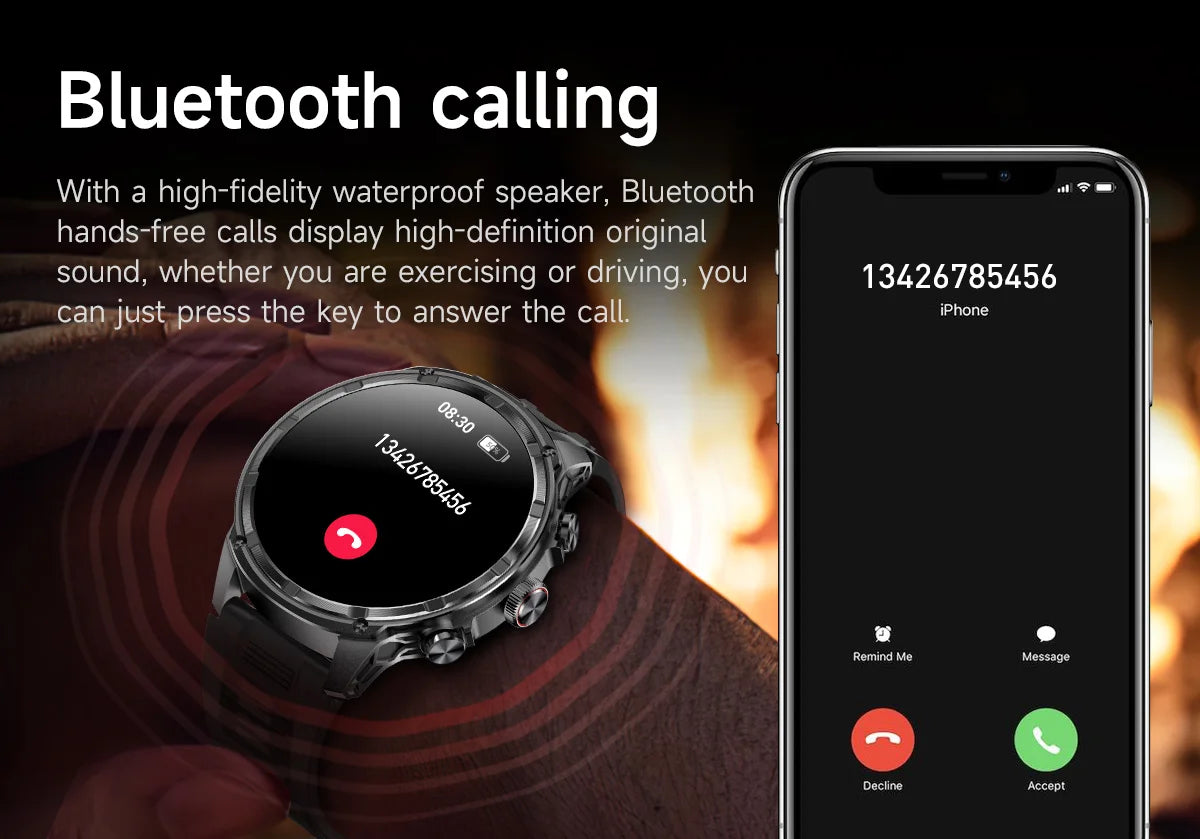 New T-Rex3 710mAh Large Battery Durable Adult Smart Watch 1.85-inch GPS trackr Compass 3ATM Waterproof BT Call Sports Smartwat