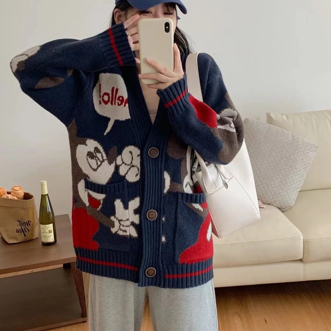 Cardigan Donald Cartoon Sweaters for Women Coat
