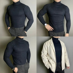 Winter Men's Polo Neck Knitted Keep Men Jumper Knit Woolen Turtleneck Warm Sweater