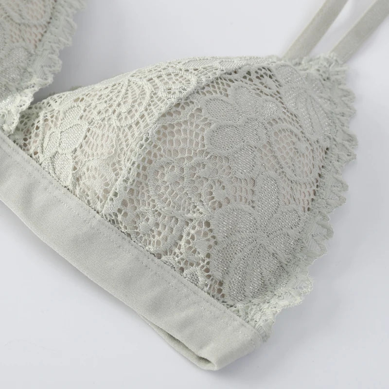 Women Bra Set Lace Women's Underwear Lingerie Set Low Waist Briefs V Neck