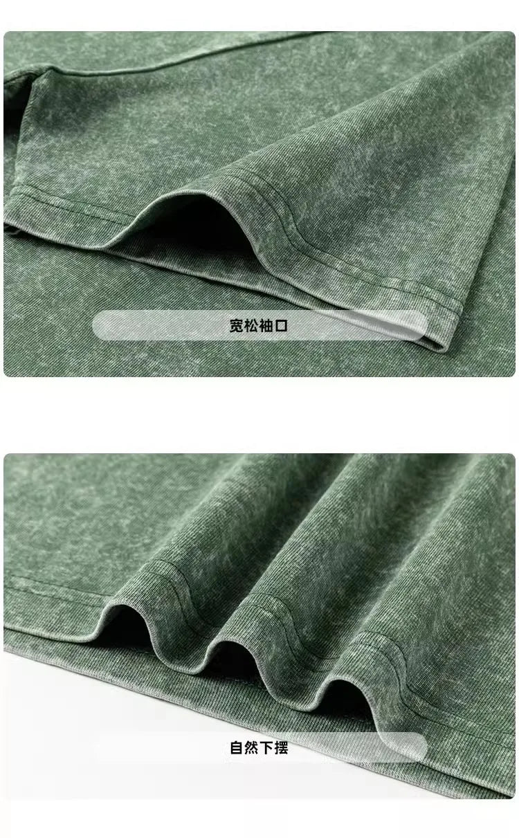 Custom Your LOGO Hip Hop Streetwear Men 100% Cotton T-shirts Oversized Washed Top Tee Unisex Summer Retro Brand Personalized