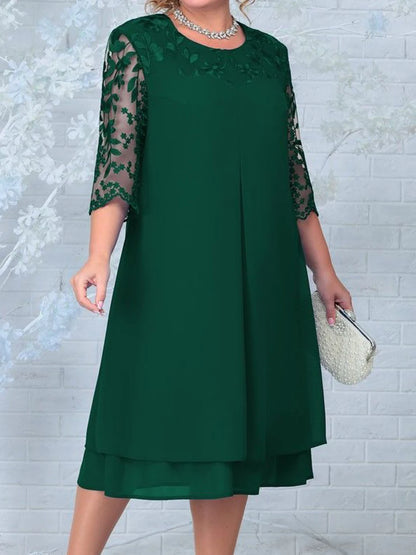 Plus Size Dresses for Women 2024 Embroidery Floral Patchwork Fall Wedding Guest Dress Green Formal Party Prom Womens Clothes